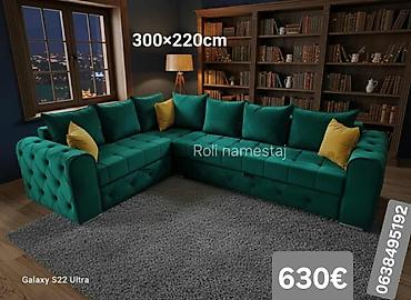 Ugaone garniture: Ugaona garnitura 300×220 cm - Prostrana L‑forma sa dubokim sedištima — 9