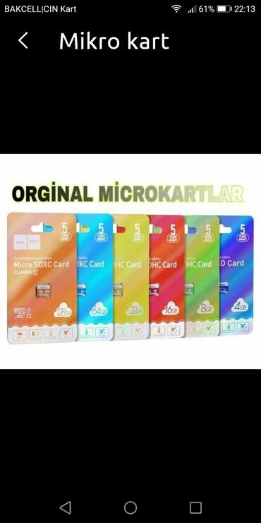 yadaş karti: Mikro kart 2 Gb-8 Azn 4Gb-10 Azn 8Gb-11Azn 16Gb-12Azn 32Gb-15 Azn