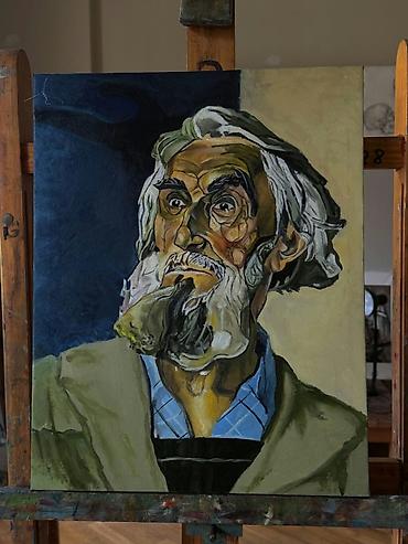 şaxta baba şekili: Yağlı boya portret tablo - Texnika: kətan üzərində yağlı boya - Ölçü — 2