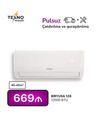 кондиционер зима лето: Kondisioner 40-45 kv. m, Split sistem, Kredit yoxdur, Pulsuz quraşdırılma