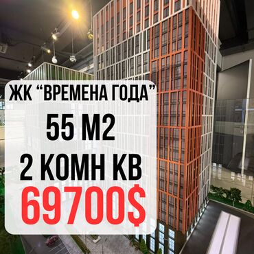 вторичное жилье: 2 комнаты, 55 м², Элитка, 10 этаж, ПСО (под самоотделку)