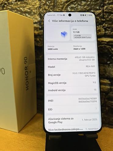 Honor: HONOR 90 – 12 GB RAM + 512 GB ROM - Ekran: 6.7" AMOLED, rezolucija — 4