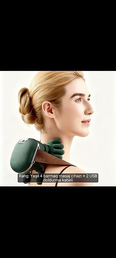 Yaşıl 4 barmaq masaj cihazı + 2 USB doldurma kabəli Məhsul təsviri: -