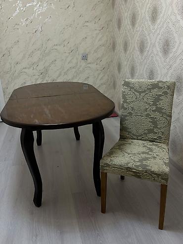 islenmis masa: Qonaq otağı üçün, İşlənmiş, Açılan, Oval masa, 4 stul — 3