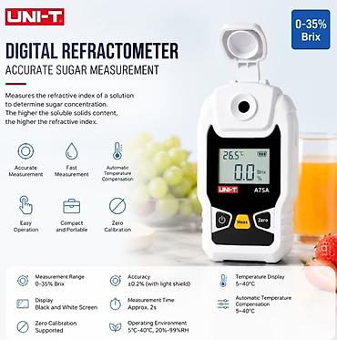 Şəkər refraktometri Model: UNI-T A75A Brix şkalası istifadə edərək