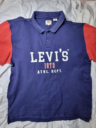 levi s usa: Мужская футболка, L, LeviS, Б/у, цвет - Синий, Самовывоз — 1