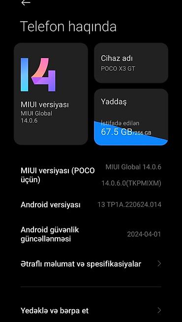 poco x3 gt: Poco X3 GT, 256 GB, rəng - Qara, Sensor — 5