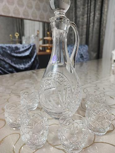 напольные часы для дома: Kristal qrafin və stəkan dəsti - Material: şəffaf kəsimli kristal — 1