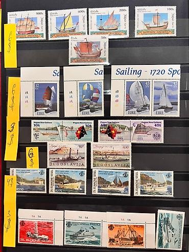 Марки: Коллекция почтовых марок с изображениями автомобилей и кораблей разных — 4