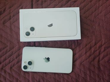 айфлн 13: IPhone 13, Б/у, 128 ГБ, Белый, Защитное стекло, Чехол, Кабель, 75 %