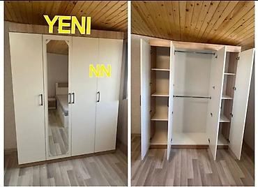 Ağ rəngli 4 qapılı paltar dolabı ici dezpe eni 150 hunduluk 195 -