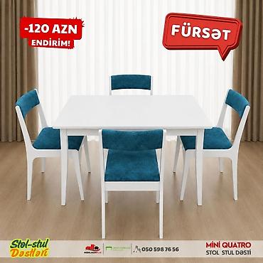 Masalar və oturacaqlar: Mətbəx üçün, Yeni, Açılmayan, Dördbucaq masa, 4 stul — 4