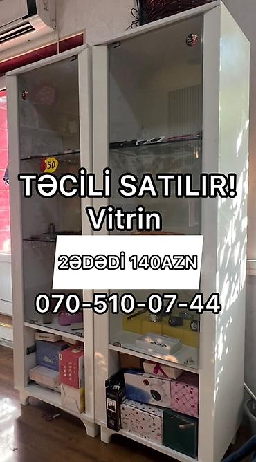 Mağaza avadanlığı: Şüşə vitrinin dəsti - Məhsul tipi: Şüşə qapılı vitrin şkaflar (2 — 1