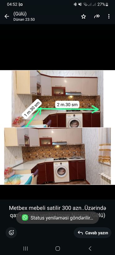 ремонт мебель кухня: Metbex mebeli satilir 300 azn. Üzərində qaz+moyka verilir.Unvan Nizami