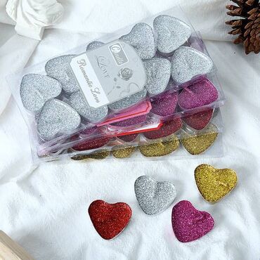 LoveGoods: Свечи в форме сердец с блестками без аромата, 10 шт. - упаковка