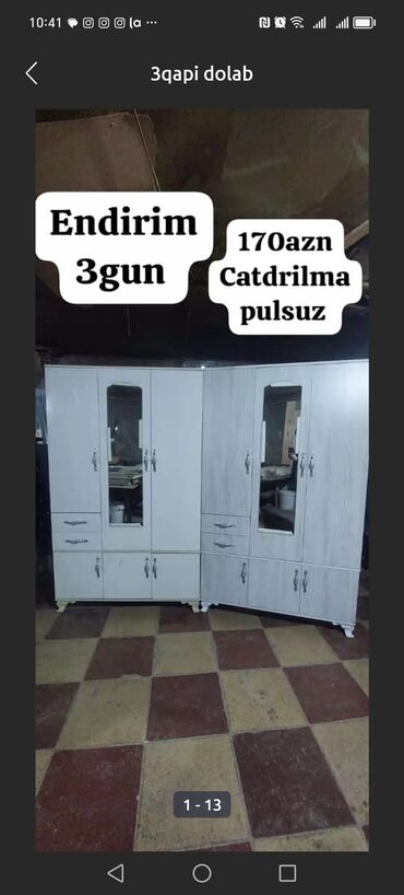Dolablar: Yeni, Açılan, 3 qapılı Düz dolab, Dolab-asılqan, Azərbaycan — 7