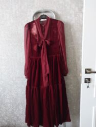 коктейльные платья бордового цвета: Вечернее платье, Классическое, Длинная модель, С рукавами, M