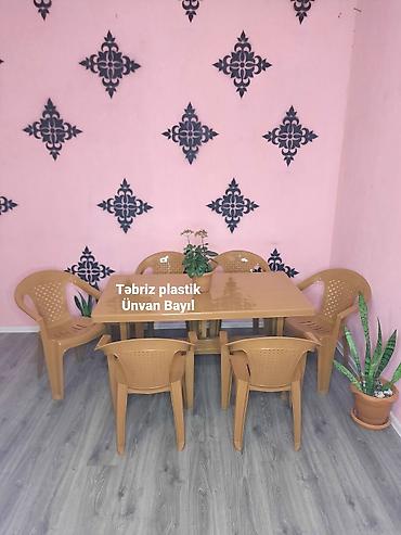 ucuz mal: Yeni, Kvadrat masa, 6 stul, Açılmayan, Stullar ilə, Plastik — 3