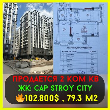 отдых на южном берегу: 2 комнаты, 79 м², Элитка, 11 этаж, ПСО (под самоотделку)
