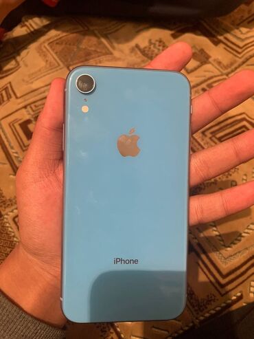 Apple iPhone: IPhone Xr, Б/у, 64 ГБ, Голубой, Защитное стекло, 80 %