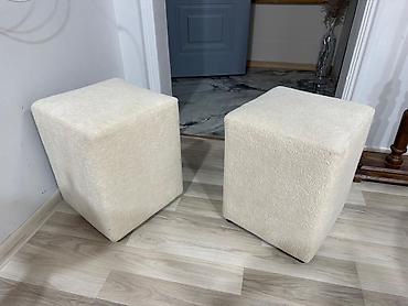 puf satış: Məhsul: Yumşaq bouclé parçalı puf/oturacaq kub - Forma: kvadrat/kub - — 4