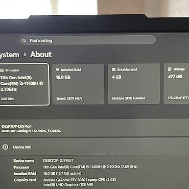 acer nitro 1: İşlənmiş ASUS TUF Gaming, 17.3 ", Intel Core i5, 512 GB — 3