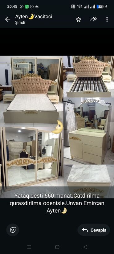 кухонный гарнитур в оше цена: Yataq desti 660 manat.Catdirilma qurasdirilma odenisle.Unvan Emircan