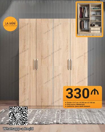 qapi ev: Açılan, 3 qapılı Düz dolab, Qarderob, paltar dolabı