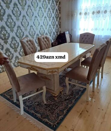 Divanlar: Qonaq otağı üçün, Yeni, Açılmayan, Dördbucaq masa, 6 stul