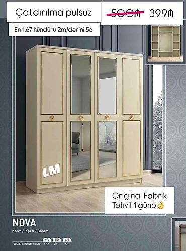 Sifarişlə dolablar: Düz dolab, Dəhliz üçün, Qonaq otağı üçün, Paltar üçün, Açılan, 4 qapılı — 1