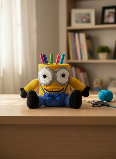 Qələm qabları: Karandaş qabı Minyonəl işidir . Ручная вязка карандашница Миньон, на — 2