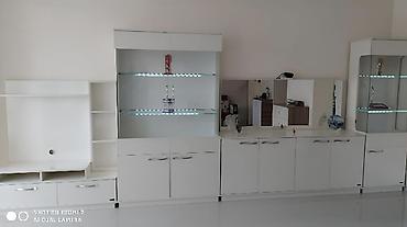 alcipan tv stand: Ağ rəngli modul qonaq otağı mebel dəsti - Yüksəkparlaq ağ rəng — 1