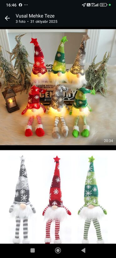 Yeni il oyuncaqları və bəzəkləri: Məhsul: LED işıqlı Yeni il/C̈əngə mücəssəməsi – skandinav cırtdan — 30