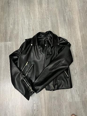 eco silim: Qara biker üslublu dəri gödəkçə - Marka: Vertex - Rəng: qara, mat — 2
