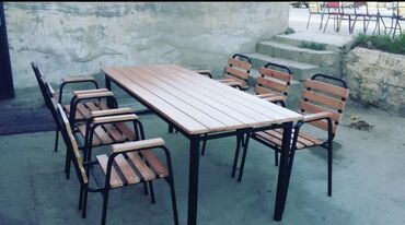 Bağ, çöl masa və oturacaq dəstləri: Yeni, Kvadrat masa, 4 stul, Açılmayan, Stullar ilə, Taxta, Azərbaycan — 24