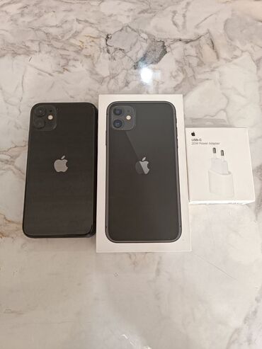 Apple iPhone: IPhone 11, Б/у, 128 ГБ, Черный, Наушники, Зарядное устройство, Защитное стекло, 74 %
