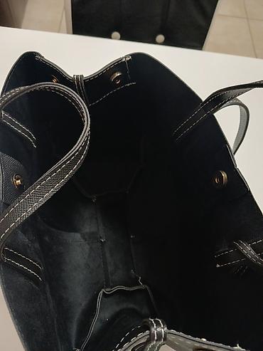 tisot sat: Crna ženska torba – shopper/tote model - Materijal: eko koža sa — 2