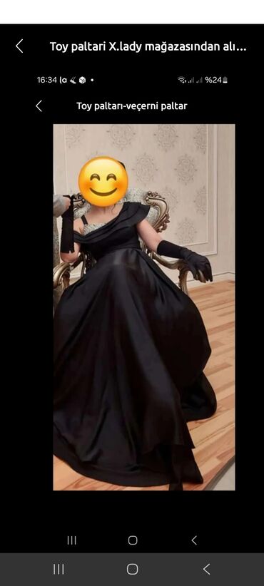 Toy aksesuarları: Qara rəngli ziyafət/toy paltarı 40 ölçü - Model: bir çiyin açıq