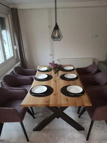 Stolovi: Trpezarijski Sto od Hrasta – Masivno drvo i metal 🪑 Unikatni sto — 6