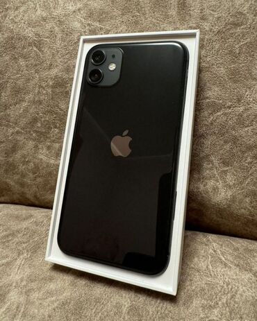 арзан телефон айфон: IPhone 11, Колдонулган, 128 ГБ, Jet Black, Заряддоочу түзүлүш, Коргоочу айнек, Куту, 84 %