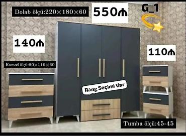 220: Yataq otağı mebel dəsti - 3 qapılı dolab: ölçü 220×180×60 sm. Alt — 1