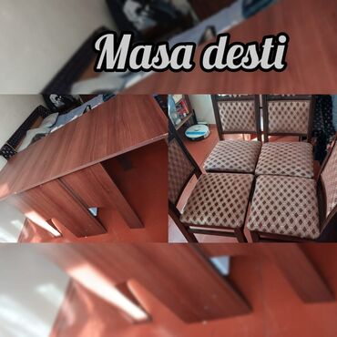 Stullar: Balkon üçün, İşlənmiş, Açılan, Dördbucaq masa, 4 stul