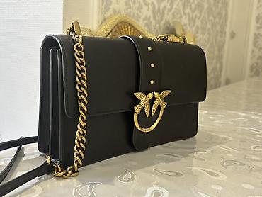 pinko: Pinko Love Bag – qara rəngli çiyin/çarpaz çanta - Material: hamar — 5