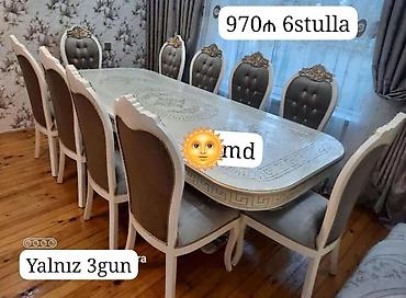 Masalar və oturacaqlar: Qonaq otağı üçün, Yeni, Dördbucaq masa, 6 stul — 1