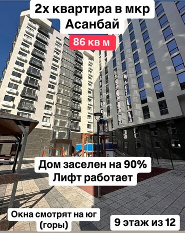 Продажа квартир: 2 комнаты, 86 м², Элитка, 9 этаж, ПСО (под самоотделку)