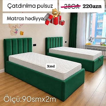 Təknəfərlik uşaq çarpayıları: Uşaq/yeni gənc otağı üçün yumşaq başlıqlı tək nəfərlik çarpayı - — 5