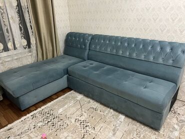 кухонный диван угловой: Угловой диван, цвет - Голубой, Новый