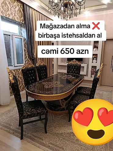stul uzu: Qonaq otağı üçün, Yeni, Açılmayan, Oval masa, 6 stul — 1