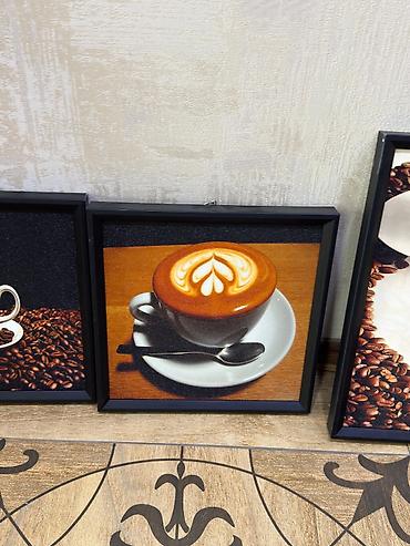 Şəkillər, tablolar: Kofe mövzulu divar rəsmləri – 3 ədəd dəst - Mövzu: isti espresso — 3