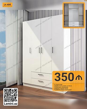 Ev üçün mebel: 4 qapılı paltar dolabı - Ölçülər: Dərinlik 47 sm × Hündürlük 200 sm × — 1